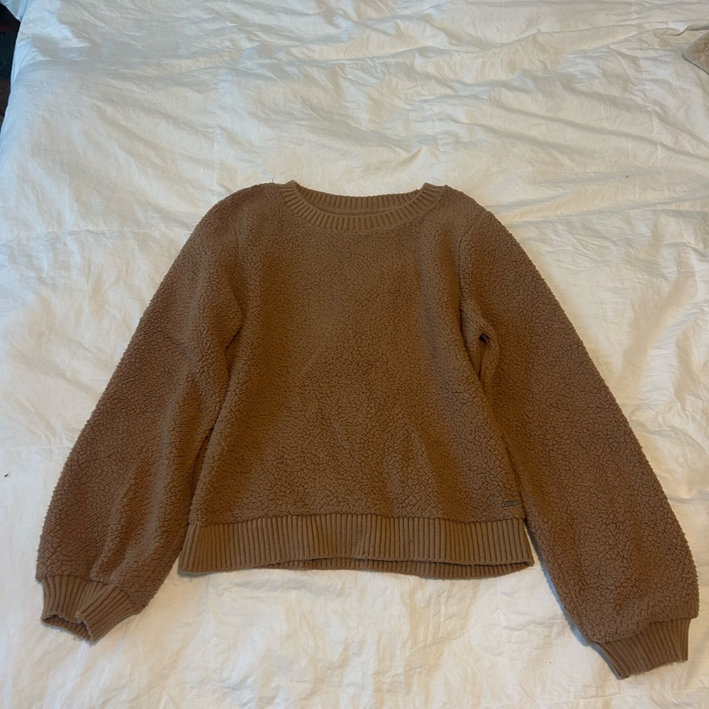 Abercrombie & Fitch Warm Tan Crew Neck Sherpa Sweater